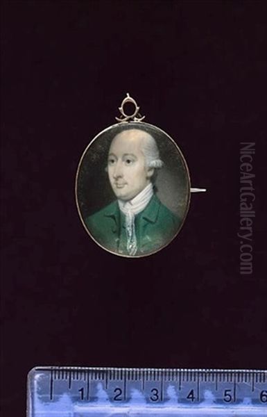 A Gentleman, Wearing Green Coat, Matching Waistcoat, White Lace Cravat And White Shirt, His Hair Powdered And Worn En Queue - view 1
