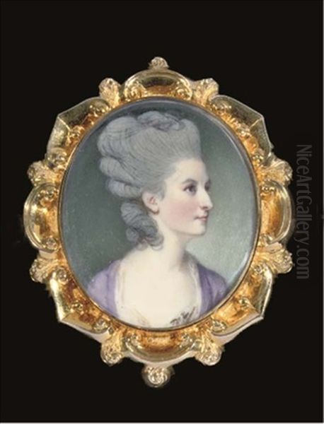 Catherine Osbaldeston (nee Pennington), In Lilac-coloured Dress With Powdered Hair Upswept - view 1