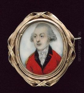An Officer Wearing Scarlet Coat With Black Facings And Gold Epaulette, Tied White Cravat, His Hair Powdered