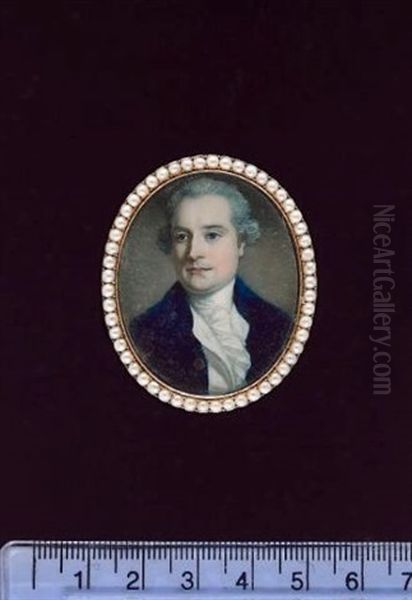 Sir Evan Nepean, 1st Baronet, Wearing Dark Blue Coat With Large Brass Buttons, White Waistcoat, Frilled Shirt, His Hair Powdered - view 1