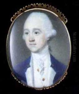 A Young Gentleman In Blue Coat With White Facings And Waistcoat, Lace Cravat, Powdered Hair En Queue by Richard Crosse
