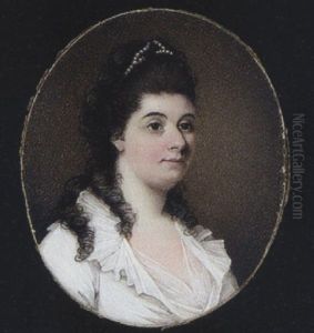 A Lady Wearing White Dress With Wide Frilled Collar, A String Of Pearls In Her Curled, Upswept Dark Brown Hair by Richard Crosse