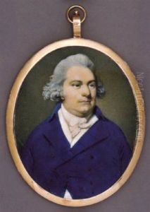 James Daniell In Blue Coat With Gold Buttons, White Waistcoat And Frilled Cravat, Powdered Hair by Richard Crosse