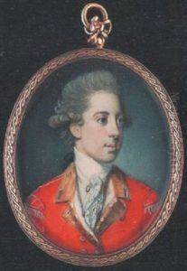 An Officer Wearing Scarlet Coat With Yellow Facings And Silver Lace, Scarlet Wings With Silver Fringes, White Stock And Lace Cravat, His Hair Powdered And Worn En Queue