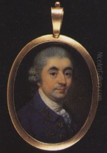 Mr. Samuel Lucas Wearing Blue Coat With Gold Embroidered Button Holes And Collar, White Shirt With Stock, His Hair Worn En Queue