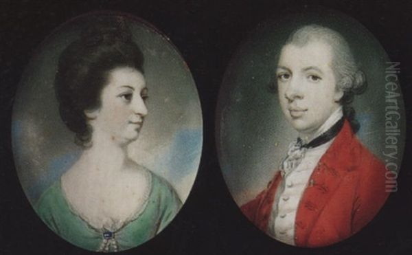 Portrait Of A Lady With Pearls In Her Hair, Wears Decollete Leaf-green Dress With White Lace Underslip And Blue Brooch With Strands Of Pearls At Her Corsage - view 1