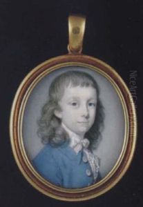 Portrait Of A Young Boy With Loose Natural Hair, Wearing Sky-blue Coat With Silver Buttons, Tied White Stock And Lace Cravat