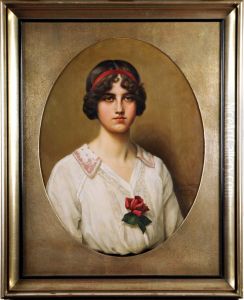 Jeune Femme A La Rose Rouge by Jean-Baptiste Anthony