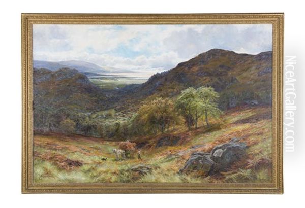An Extensive Autumnal Coastal Landscape With Figures Harvesting - view 1