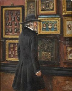 Thomas Carlyle Looking At The Duke Of Buccleuch's Miniatures Of Cromwell, His Wife And Daughter