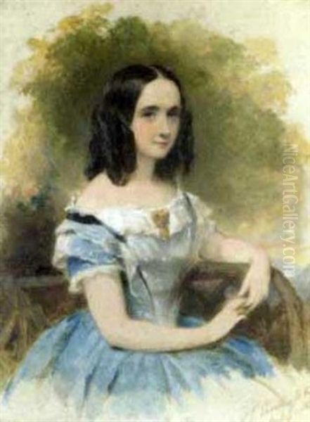 Portrait Of A Young Lady, In A Blue Dress - view 1