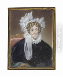A Gentleman, Seated, In Brown Coat; Together With Mrs Richard Strangways (d. 1840), Seated, In Black Dress And Elaborate White Bonnet by Frederick Cruickshank