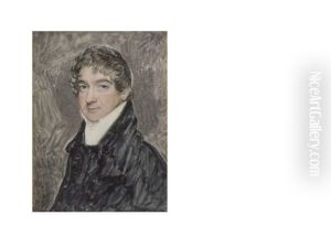 An Unfinished Portrait Of A Gentleman Called, George Eyre, Wearing Blue Coat, White Chemise And Stock by Frederick Cruickshank