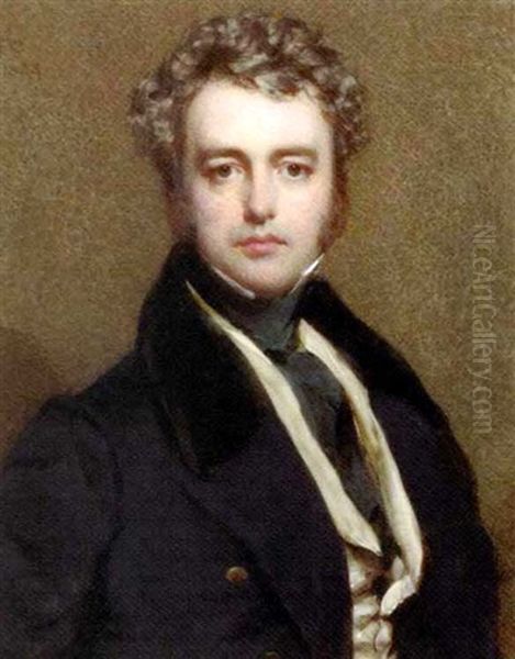 John Gibson Reeves, In Black Coat With Velvet Collar And Gold Buttons, Buff Coloured Waistcoat And Black Stock, Curling Brown Hair And Sideburns - view 1