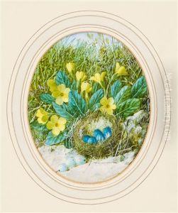 Spring, Birds' Nests With Flowers