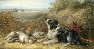 Spaniel With The Day's Bag by William Cruickshank