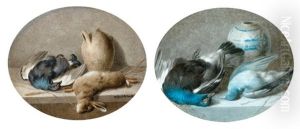 Natures Mortes D'oiseaux Et Lapin (pair)