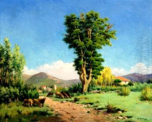 Paisaje Con Rebano by Agusti Antiga Monner