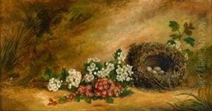 Still Life Of Dogwood And Bird's Nest by George Cruikshank I