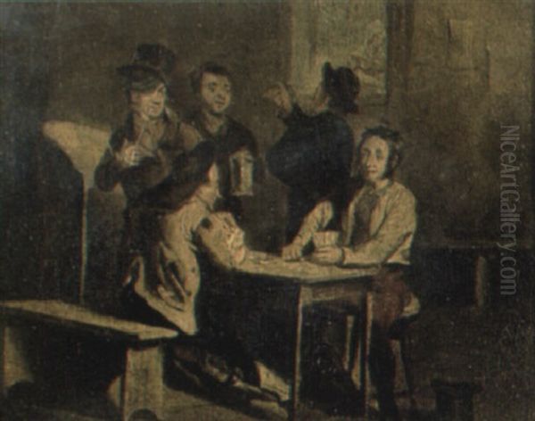 Peasants Drinking And Playing Cards In An Interior - view 1