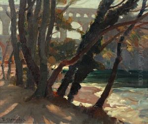 Le Pont Du Gard Vu De Derriere Les Arbres by Victor Crumiere