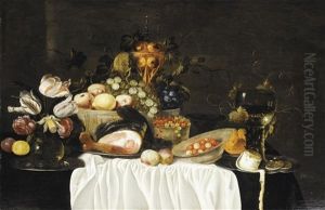 Nature Morte A La Piece De Delft Et Au Jambon