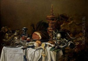 Nature Morte Aux Pieces D'orfevrerie, Au Rohmer Et Aux Fruits