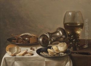 Nature Morte Au Verre Romer, Citron Et La Tourte