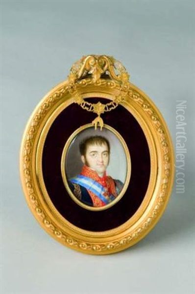 Ferdinand Vii En Buste De Face, En Grand Uniforme Brode, Portant L'ordre De La Toison D'or Et La Grande Eharpe De L'ordre De Charles Iii - view 1