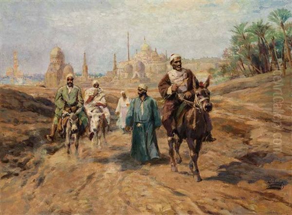 Reitende Araber Vor Der Stadt - view 1