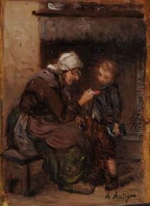 Jeune Ecolier Breton Montrant Sa Medaille by Alexandre Antigna