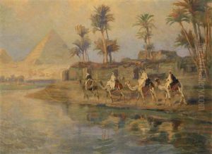 Partie Vor Den Pyramiden Von Gizeh by Karoly Cserna