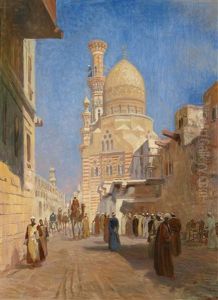 Strasenszene In Cairo by Karoly Cserna