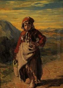 Jeune Bretonne Dans Un Paysage, Circa 1870 by Alexandre Antigna