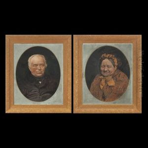 Portrait Of A Man & His Wife (2 Works) by Lajos Csillaghi