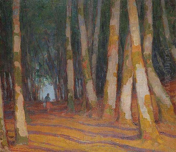 A Forest Road With Figures - view 1