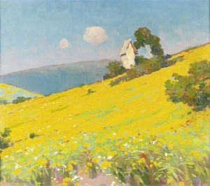 Gelbe Wiese Mit Wegkreuz by L鈥榰dovit Csordak