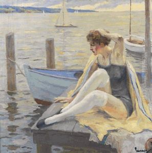 Dame Am Steg by Edward Cucuel