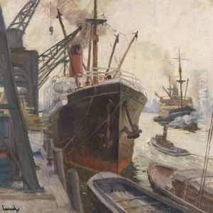 Im Hamburger Hafen - Von Der Sudsee Zuruck by Edward Cucuel