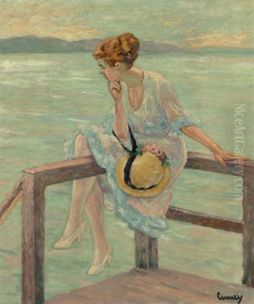 Seated Woman On A Railing - view 1