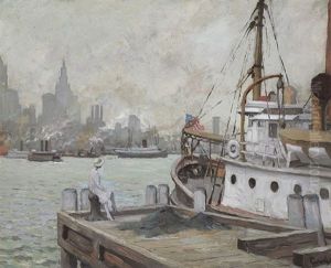Morning In New York Harbor by Edward Cucuel