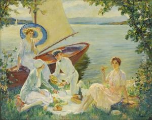 Luncheon At Water's Edge by Edward Cucuel