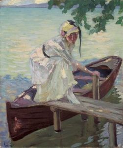 Dame Am Bootssteg by Edward Cucuel