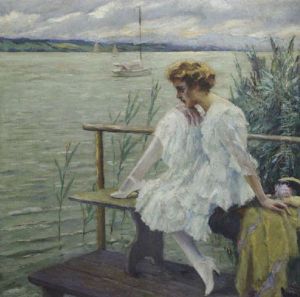 Dame Am Steg by Edward Cucuel