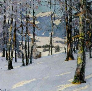 The Karwendel Mountains In The Snow by Edward Cucuel
