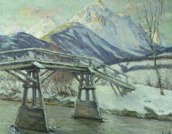 Bridge In A Winter Landscape - view 1