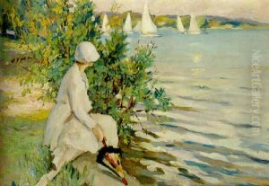 Kvinna Med Paraply by Edward Cucuel