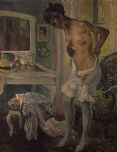 Sich Ankleidende Junge Dame by Edward Cucuel