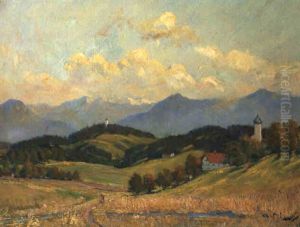 Voralpenlandschaft Mit Blick Auf Den Karwendel