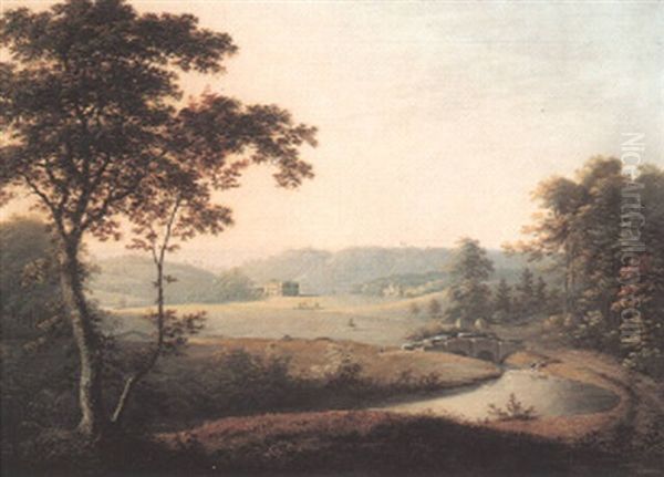 River Landscape With View Of Hayton Hall, Yorkshire - view 1